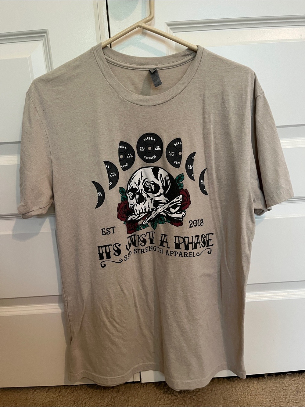 Next Level Apparel Beige‎ Skull & Moon Phase Graphic Tee